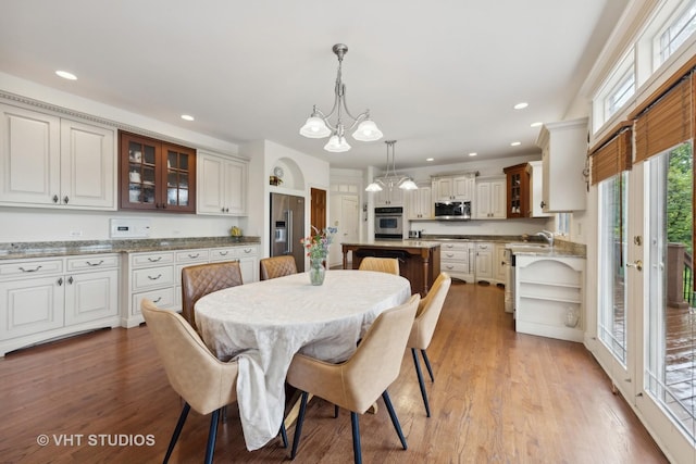 3620 Schillinger Ct, Naperville, IL 60564 - dining space featuring a chandelier, light wood-type flooring, and recessed lighting