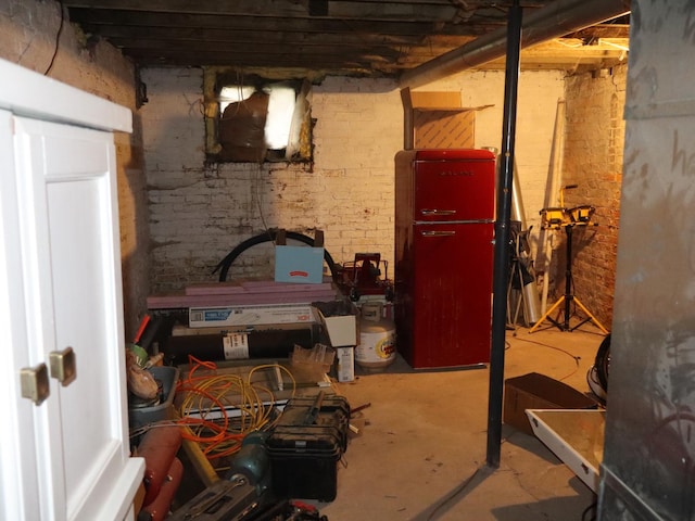 312 S Monroe St, Streator, IL 61364 - unfinished below grade area featuring brick wall