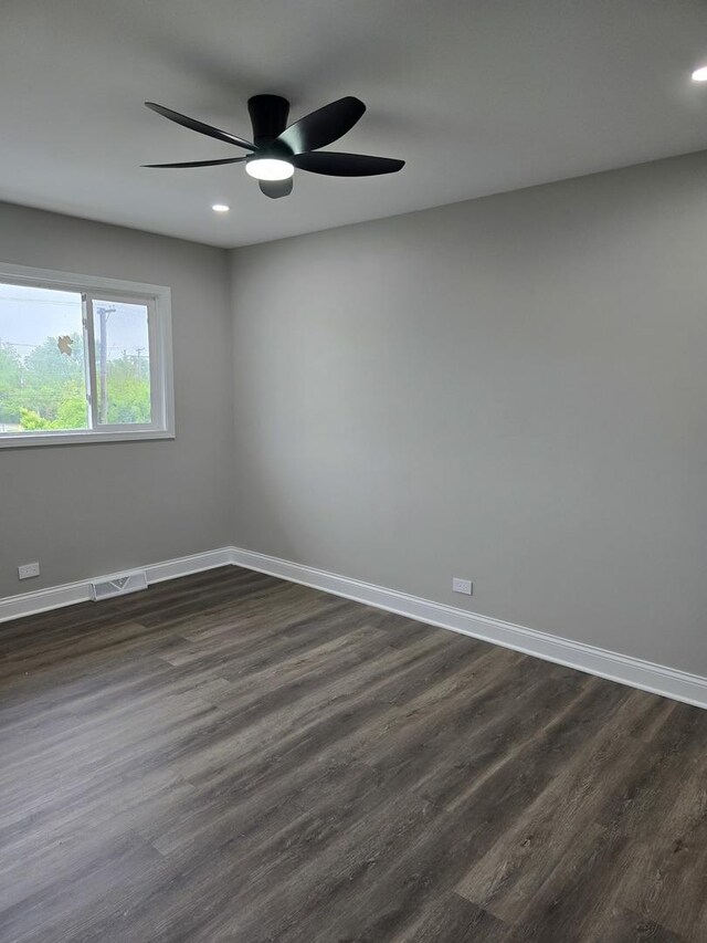 177 E Fullerton Ave, Glendale Heights, IL 60139 - empty room with baseboards, dark wood-style flooring, a ceiling fan, and recessed lighting