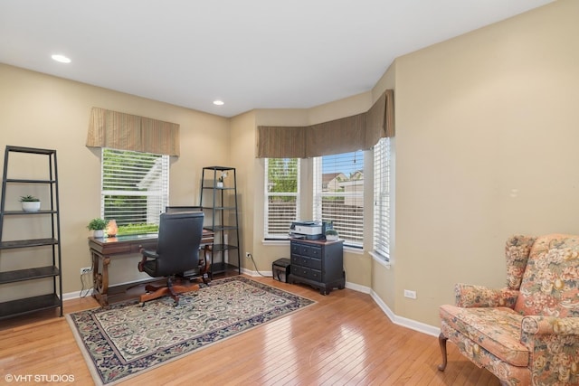 31730 N Clearwater Dr, Lakemoor, IL 60051 - office with light wood-type flooring, baseboards, and recessed lighting
