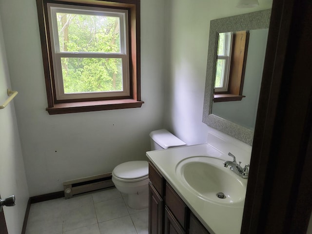 39460 N Park Ave, Lake Villa, IL 60046 - bathroom with baseboard heating, toilet, tile patterned floors, and vanity