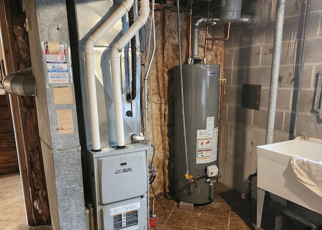 526 Marquette Ave, Calumet City, IL 60409 - utilities featuring water heater, heating unit, and a sink