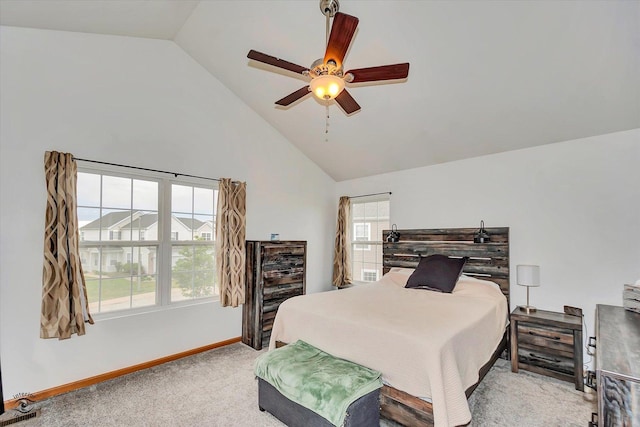 15255 Kenmare Cir, Manhattan, IL 60442 - bedroom featuring vaulted ceiling, carpet flooring, and ceiling fan
