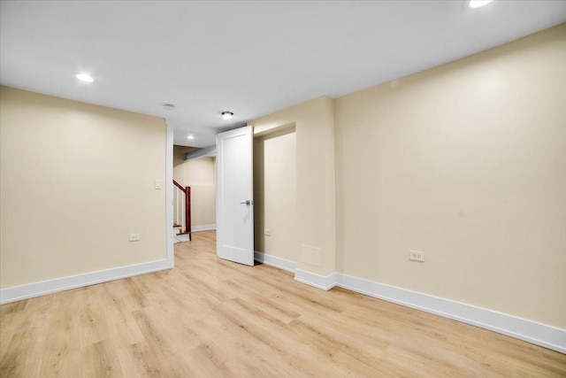 6014 W Fletcher St, Chicago, IL 60634 - spare room with recessed lighting, light wood-style floors, baseboards, and stairs
