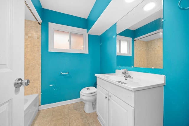 17401 Holmes Ave, Hazel Crest, IL 60429 - full bathroom with toilet, vanity, baseboards, and tile patterned floors
