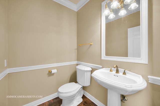 792 Black Walnut Dr, Sugar Grove, IL 60554 - half bathroom with wood finished floors and ornamental molding