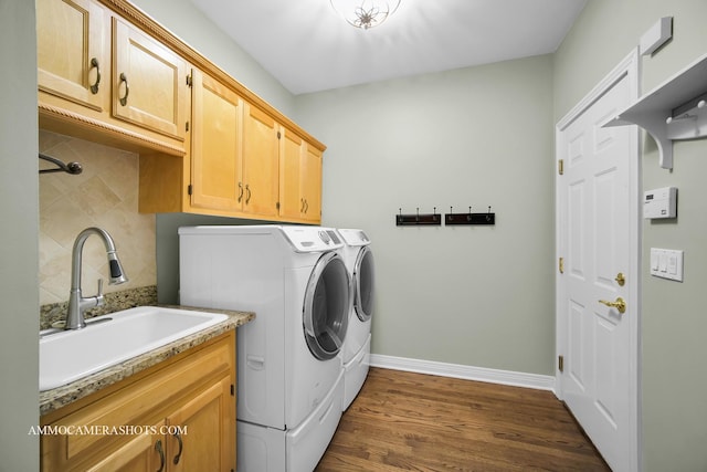 792 Black Walnut Dr, Sugar Grove, IL 60554 - laundry area with washing machine and dryer, cabinet space, and dark wood-style floors