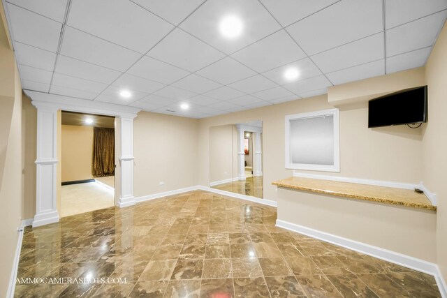 792 Black Walnut Dr, Sugar Grove, IL 60554 - finished basement with recessed lighting, a drop ceiling, and marble finish flooring
