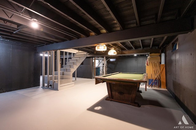 14940 Wilco Dr, Homer Glen, IL 60491 - recreation room with finished concrete flooring and pool table