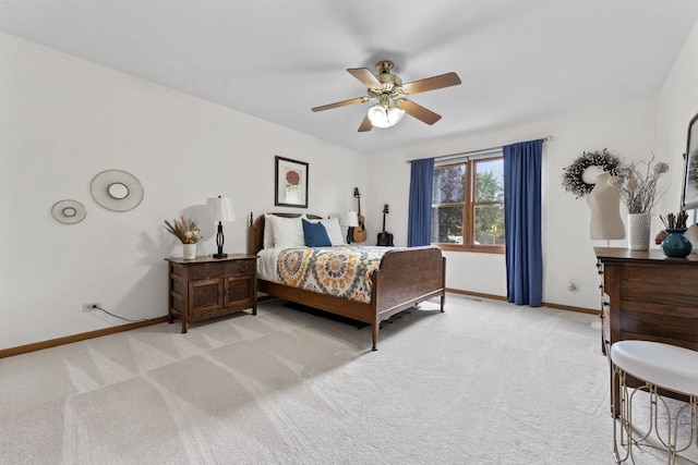 730 N Hundley St, Hoffman Estates, IL 60169 - bedroom with baseboards, light colored carpet, and ceiling fan