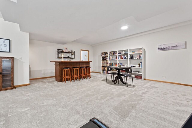 730 N Hundley St, Hoffman Estates, IL 60169 - office featuring a bar, light colored carpet, baseboards, and recessed lighting