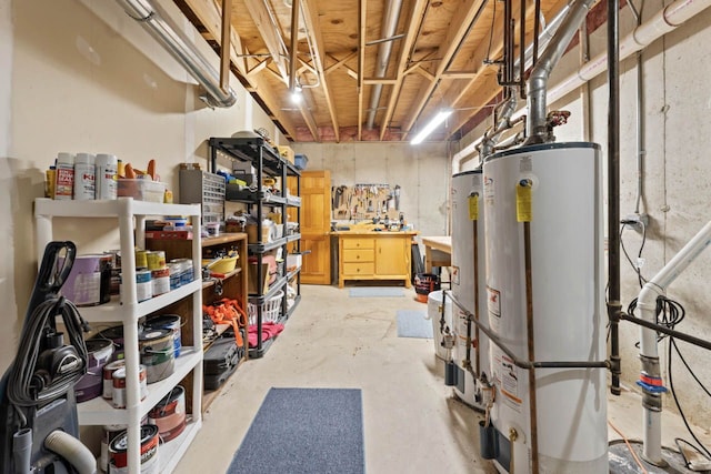 730 N Hundley St, Hoffman Estates, IL 60169 - unfinished basement featuring water heater and a workshop area