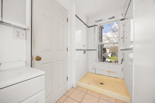 1661 Euclid Ave, Chicago Heights, IL 60411 - bathroom featuring tile patterned floors, a stall shower, and vanity
