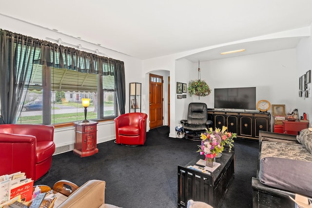 16 W Monroe St, Villa Park, IL 60181 - carpeted living area featuring arched walkways