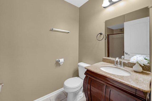 4311 187th St, Country Club Hills, IL 60478 - bathroom featuring toilet, tile patterned floors, vanity, a shower with shower door, and baseboards