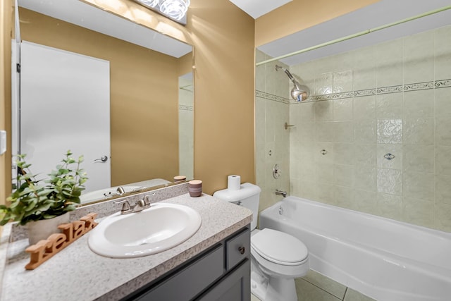 4311 187th St, Country Club Hills, IL 60478 - bathroom featuring toilet, vanity, tub / shower combination, and tile patterned flooring