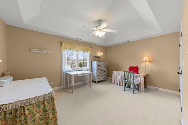 10423 Capistrano Ln, Orland Park, IL 60467 - carpeted bedroom featuring a tray ceiling and ceiling fan