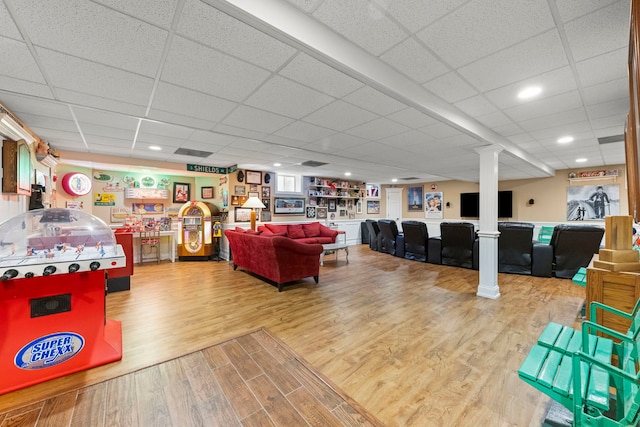 10423 Capistrano Ln, Orland Park, IL 60467 - rec room with wood finished floors and a drop ceiling
