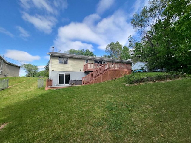 4502 NW Scenic Dr, Peoria, IL 61615 - back of house with stairs and a wooden deck