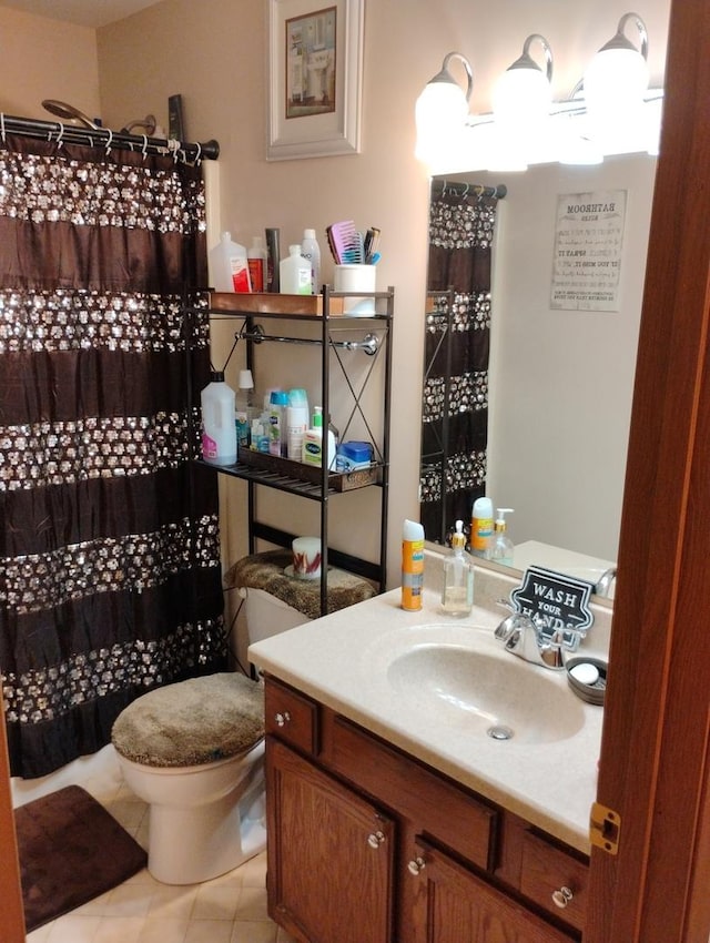 17429 W Chestnut Ln, Gurnee, IL 60031 - full bath featuring vanity, tile patterned flooring, and a shower with curtain