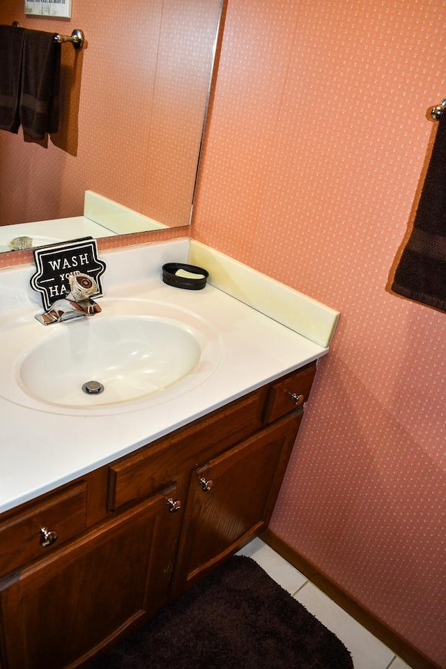 17429 W Chestnut Ln, Gurnee, IL 60031 - bathroom featuring vanity and wallpapered walls
