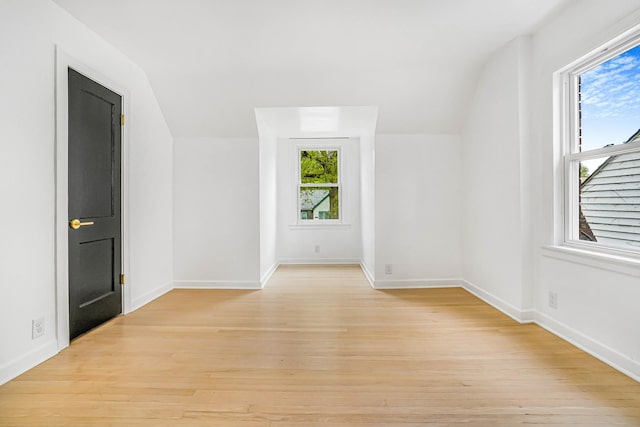 9602 S Troy Ave, Evergreen Park, IL 60805 - additional living space with vaulted ceiling, light wood finished floors, and baseboards