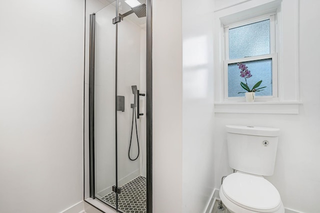 9602 S Troy Ave, Evergreen Park, IL 60805 - bathroom with baseboards, a shower stall, and toilet