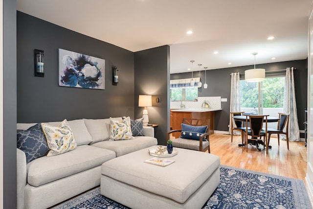 210 Des Plaines Ave Unit B, Forest Park, IL 60130 - living area with light wood-style floors, recessed lighting, and baseboards