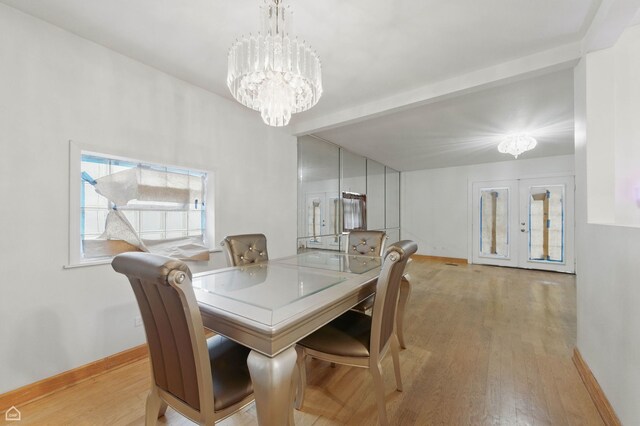 9620 S Sangamon St, Chicago, IL 60643 - dining area with french doors, wood finished floors, a chandelier, and baseboards