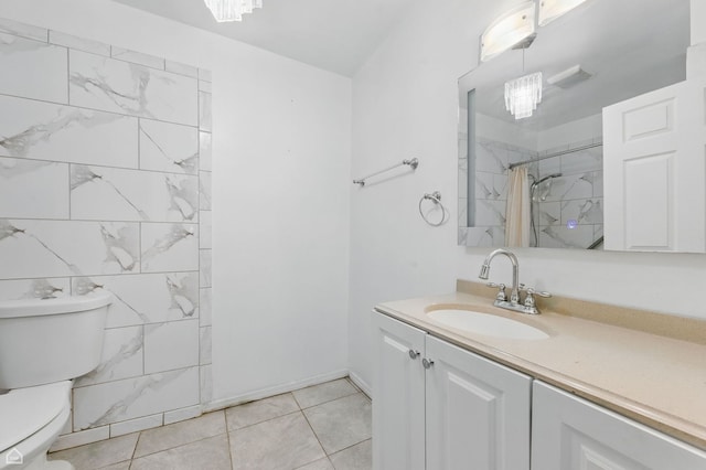 9620 S Sangamon St, Chicago, IL 60643 - full bath featuring toilet, vanity, curtained shower, and tile patterned floors