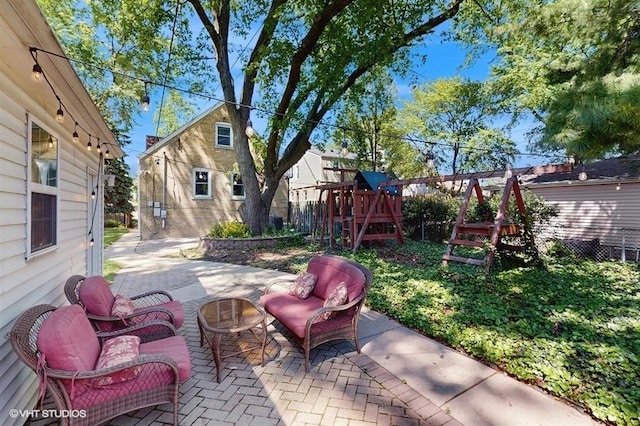 5247 Greenwood St, Skokie, IL 60077 - view of patio featuring a playground