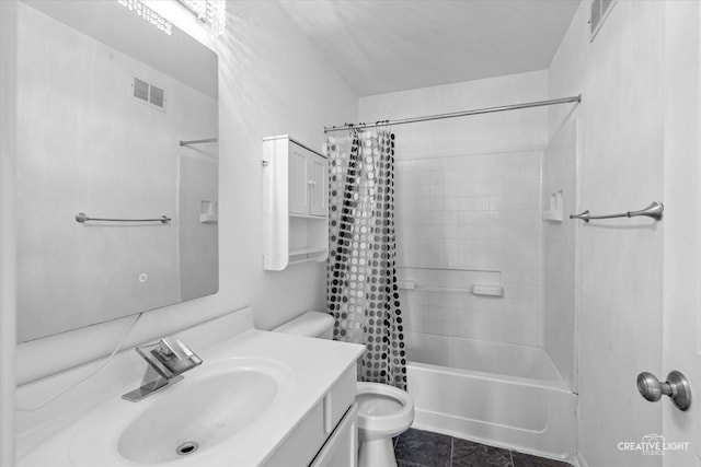 1632 Victoria Park Cir, Aurora, IL 60504 - bathroom with toilet, vanity, shower / tub combo, and tile patterned flooring