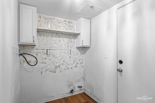 1632 Victoria Park Cir, Aurora, IL 60504 - laundry room with hookup for a washing machine, dark wood-style flooring, and cabinet space