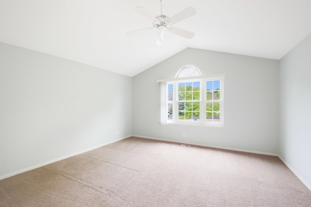 876 Dandridge Ct, Elgin, IL 60120 - spare room with carpet, lofted ceiling, baseboards, and a ceiling fan