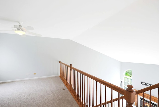 876 Dandridge Ct, Elgin, IL 60120 - corridor with carpet flooring, vaulted ceiling, baseboards, and an upstairs landing
