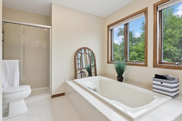 1965 Jamestown Ln, Elgin, IL 60123 - full bath featuring a garden tub, tile patterned flooring, and a stall shower