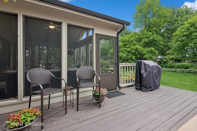1965 Jamestown Ln, Elgin, IL 60123 - wooden deck featuring grilling area and a sunroom