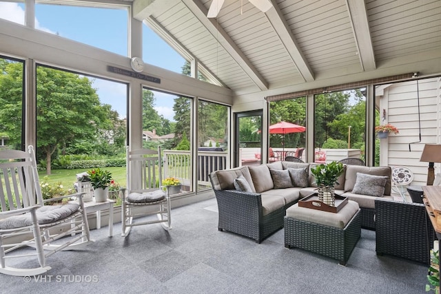 1965 Jamestown Ln, Elgin, IL 60123 - sunroom with an outdoor hangout area and a ceiling fan
