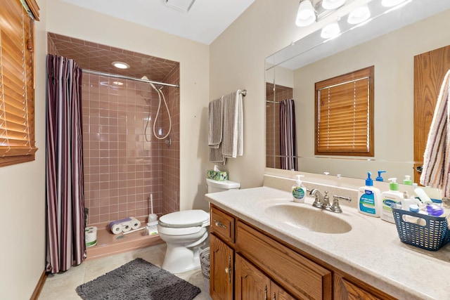172 Hamilton Ave, Frankfort, IL 60423 - bathroom with vanity, toilet, a tile shower, and tile patterned floors