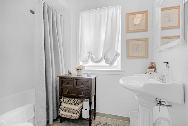 10407 S Artesian Ave, Chicago, IL 60655 - full bathroom with baseboards and shower / bathtub combination with curtain