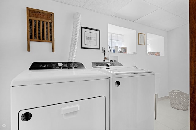 10407 S Artesian Ave, Chicago, IL 60655 - laundry room with independent washer and dryer and tile patterned flooring