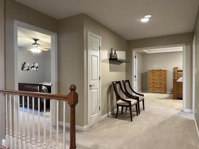 445 Spring Park Loop, Bourbonnais, IL 60914 - hallway with light carpet, baseboards, and recessed lighting