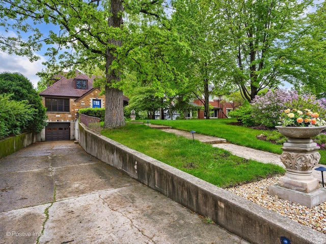 411 Linden Ave, Oak Park, IL 60302 - view of green lawn with driveway and a garage