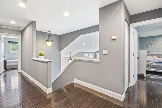 1 Churchill Ct, South Elgin, IL 60177 - hall with an upstairs landing, wood finished floors, baseboards, and recessed lighting