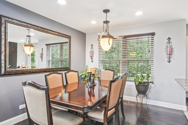 1 Churchill Ct, South Elgin, IL 60177 - dining room with dark wood-style floors, baseboards, healthy amount of natural light, and recessed lighting