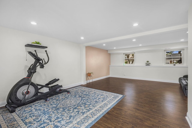 1810 Portsmouth Ln, Schaumburg, IL 60194 - workout room featuring wood finished floors, recessed lighting, and baseboards