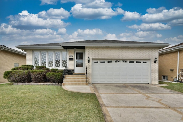 4732 N Anthon Ave, Chicago, IL 60656 - ranch-style house featuring brick siding, driveway, a garage, and a front yard