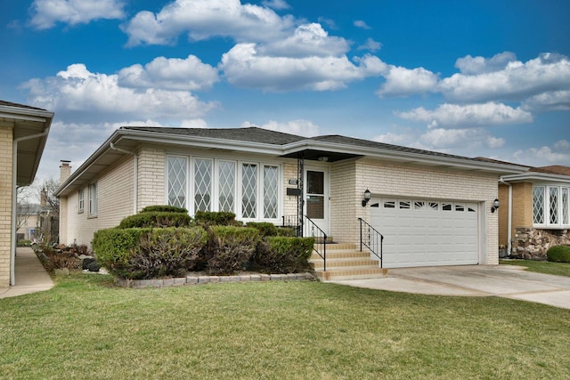 4732 N Anthon Ave, Chicago, IL 60656 - ranch-style house featuring an attached garage, driveway, a front lawn, and brick siding
