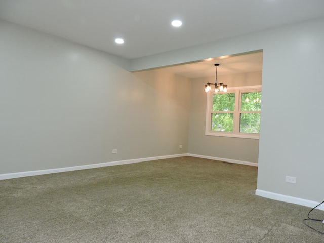 2030 University Dr, Naperville, IL 60565 - carpeted spare room with baseboards, a chandelier, and recessed lighting
