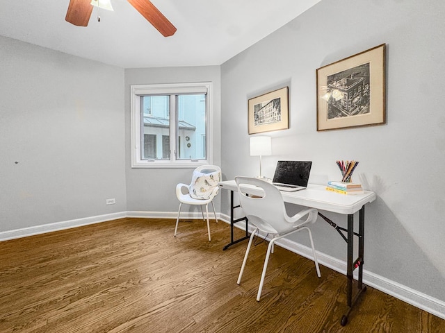 2736 N Hampden Ct Unit 105, Chicago, IL 60614 - office space featuring wood finished floors, baseboards, and a ceiling fan